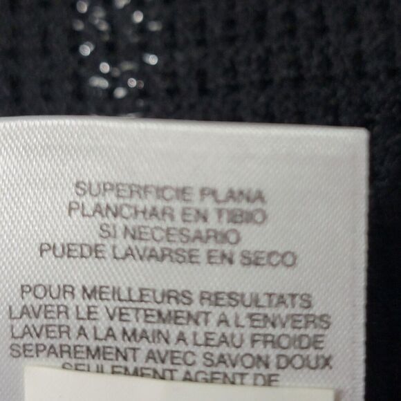 Jones New York Signature Cardigan Womens Large Black Silver Metallic Stripes - Picture 9 of 16